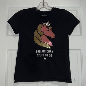 Abercrombie kids black graphic t shirt with sequins size 9/10